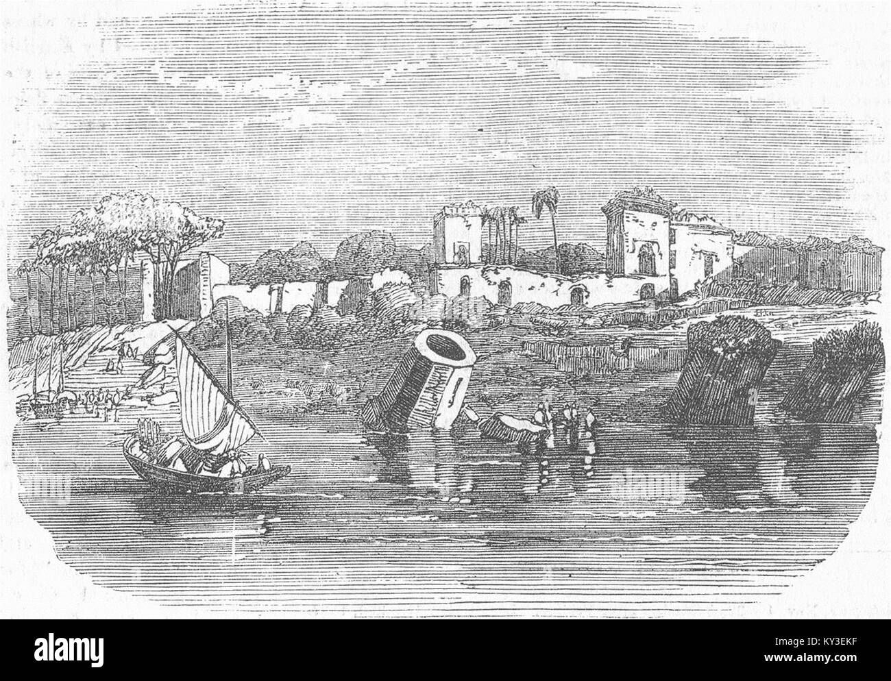 Städte in der Ruinen von Mahometan Palace, Raj Mah'l, Ganges 1855. Illustrated London News Stockfoto