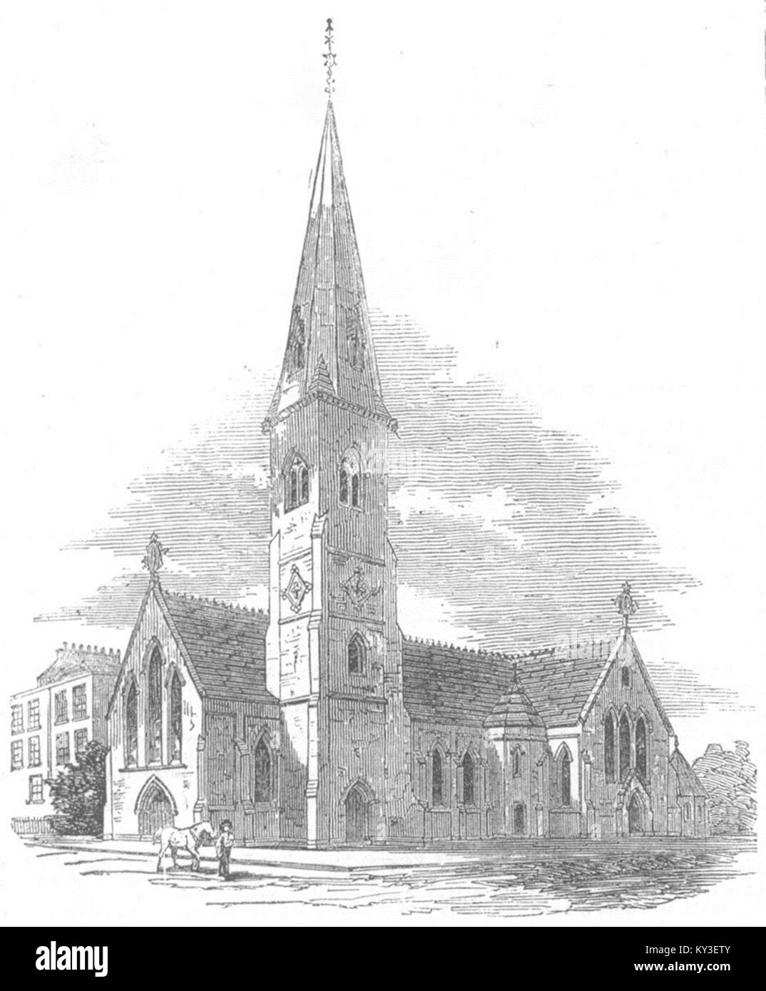 LONDON neue Kirche des Hl. Markus, Tollington Park, 1854. Illustrated London News Stockfoto