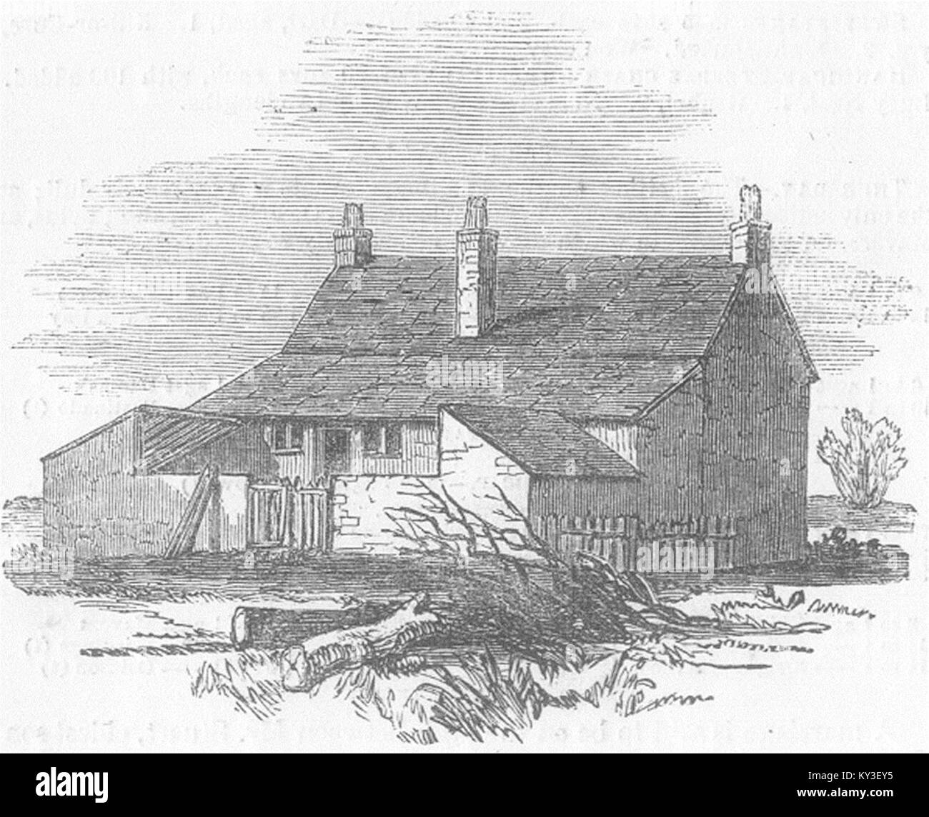 GLOS Cottage in Nig's - Ende - zurück 1850. Illustrated London News Stockfoto