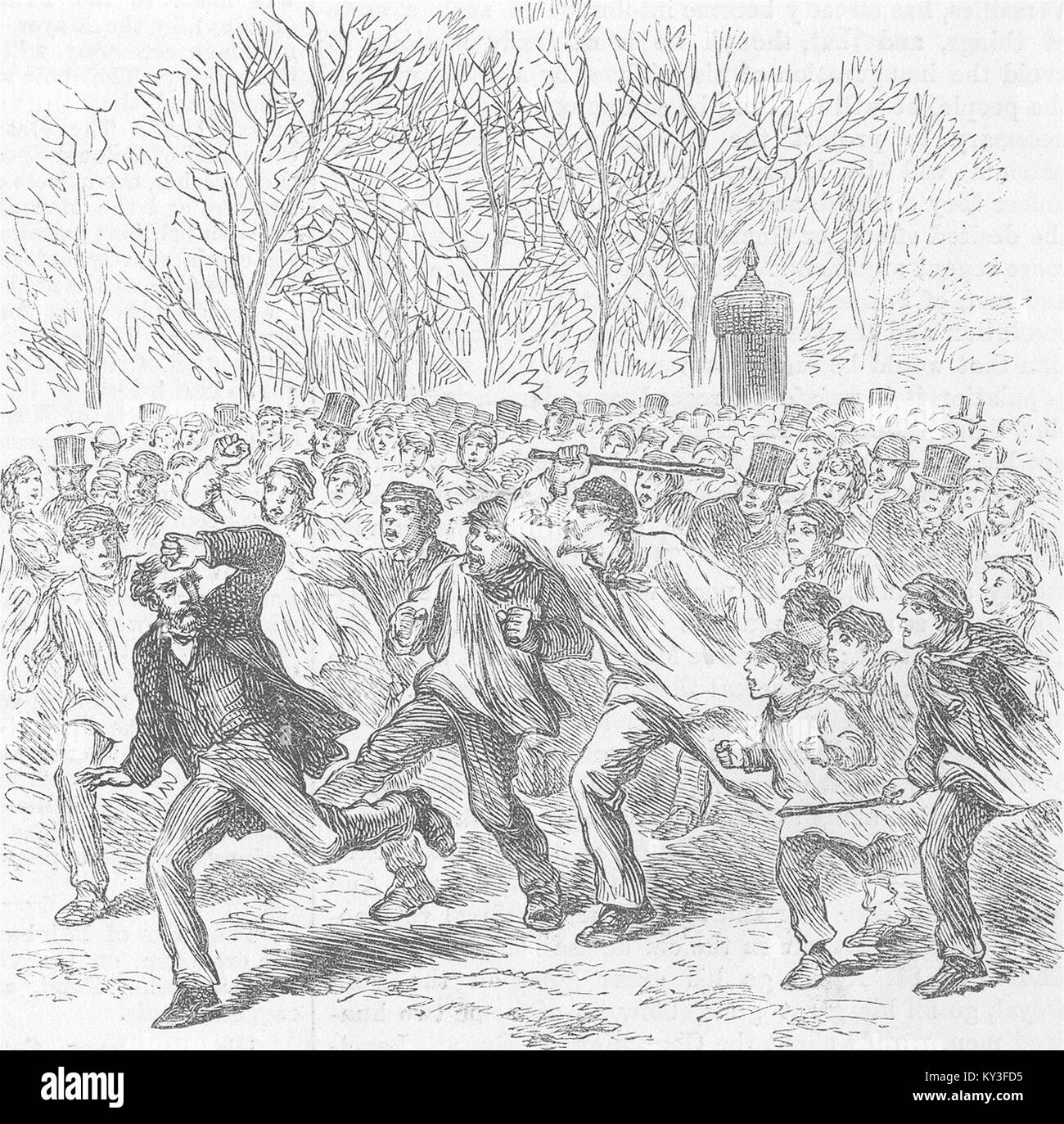 Frankreich Strafe des Sprechens mit deutschen Soldaten 1871. Illustrated London News Stockfoto