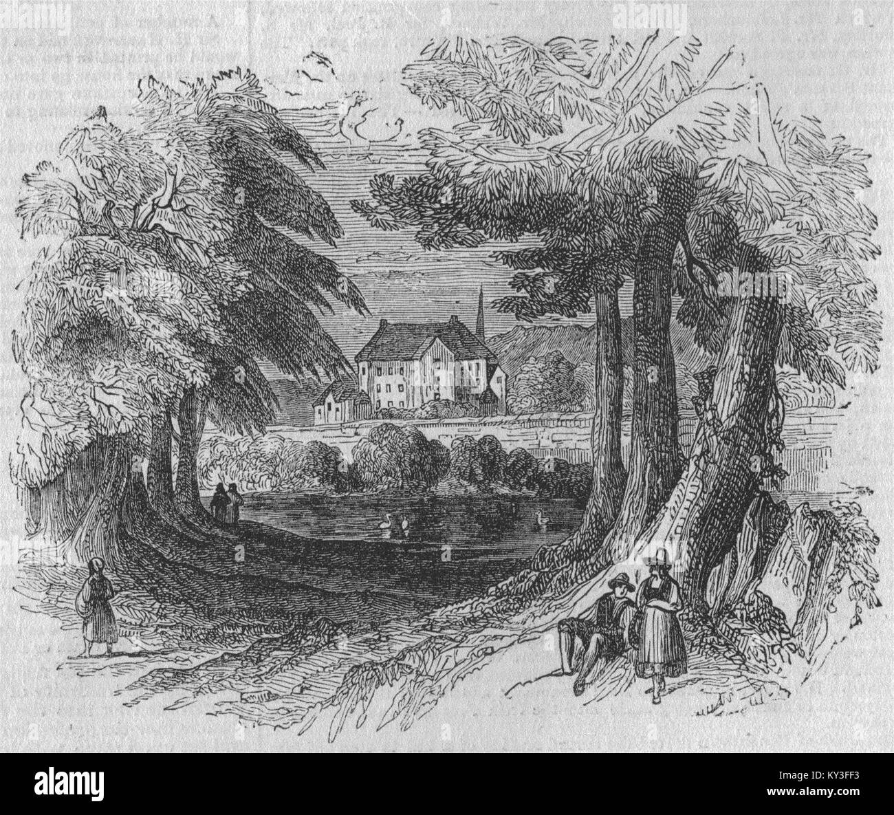 Sachsen Sachsen. Sachsen-coburg-Gotha Chateau Rhenard's Brun, in der Nähe von Gotha 1844. Illustrated London News Stockfoto