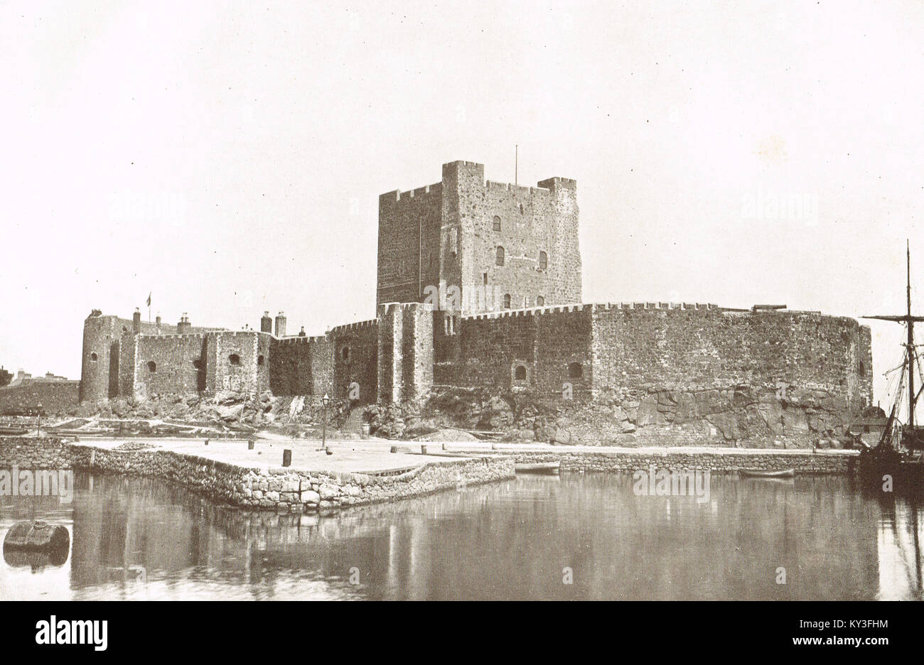 Carrickfergus Castle im frühen 20. Jahrhundert, County Antrim, Nordirland Stockfoto