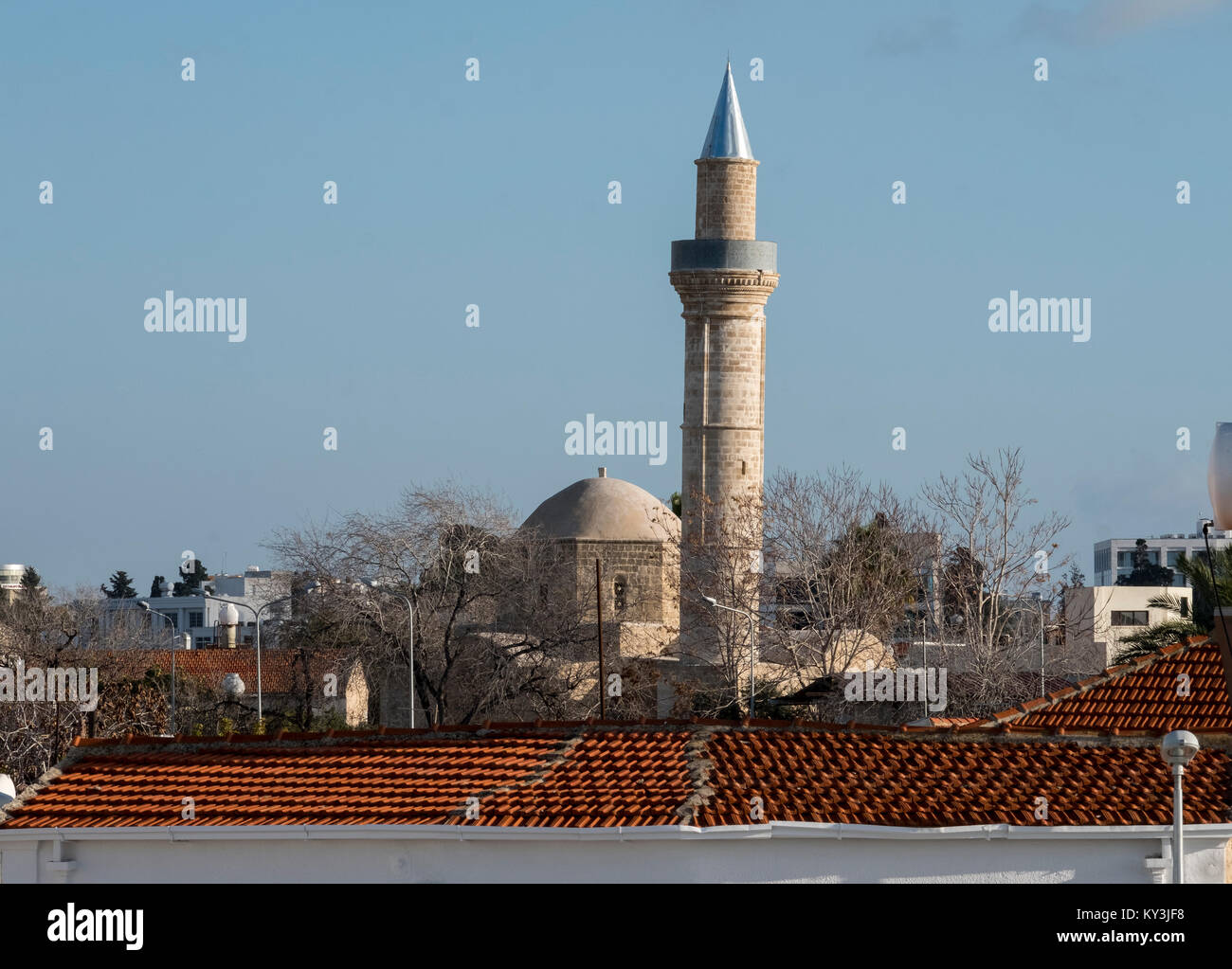 Camii-Kebir Moschee Conservation Projekt in Mouttalos Bereich der Altstadt von Pafos, Zypern. Stockfoto