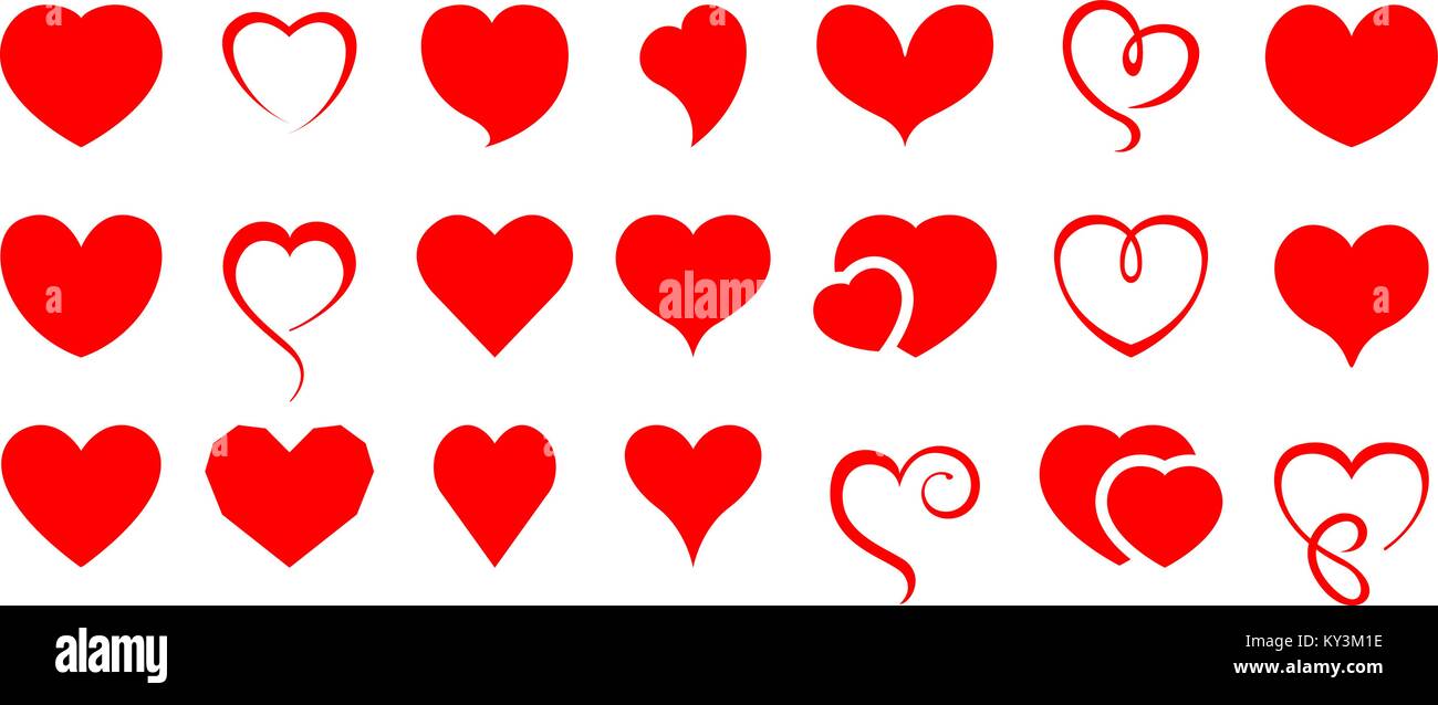 Valentines Tag herzen Icon Set Stock Vektor