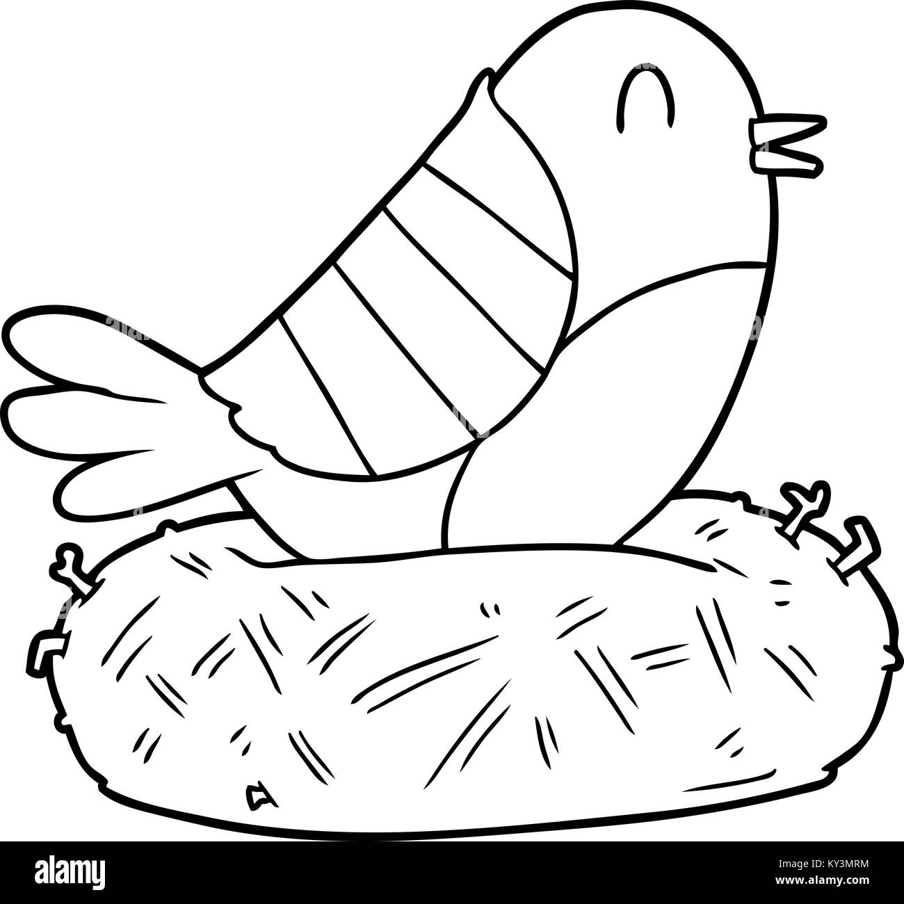 Cartoon Vogel sitzt auf Nest Stock Vektor