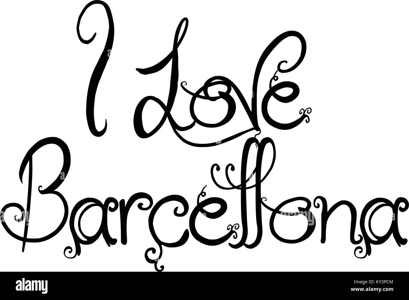 Ich liebe Barcellona Text zeichen Abbildung auf weißem Hintergrund Stock Vektor