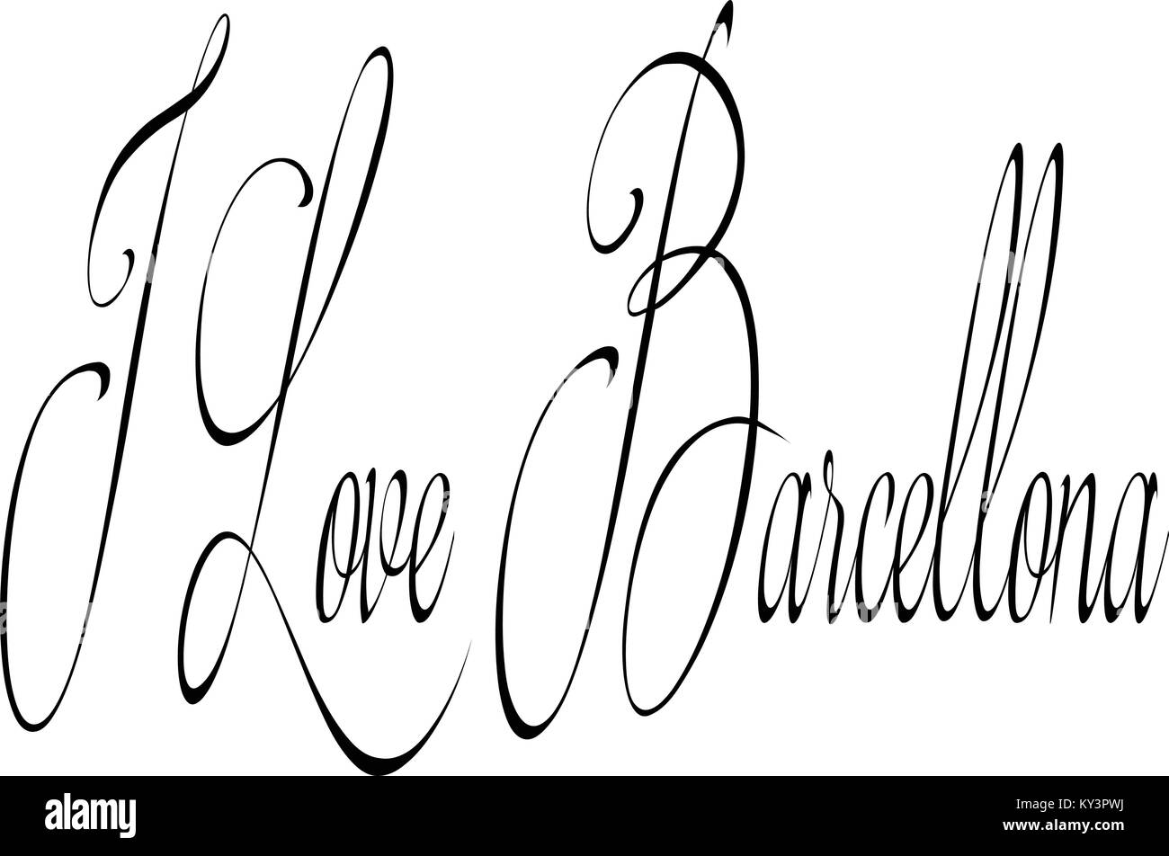 Ich liebe Barcellona Text zeichen Abbildung auf weißem Hintergrund Stock Vektor