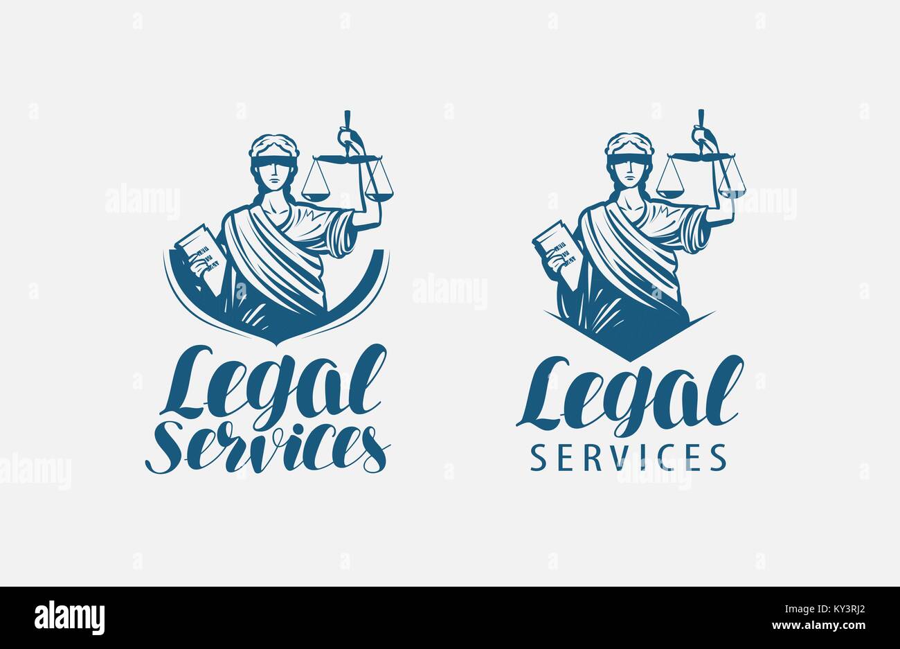 Legal Services Logo. Notar, Justiz, Rechtsanwalt Symbols. Vector Illustration Stock Vektor