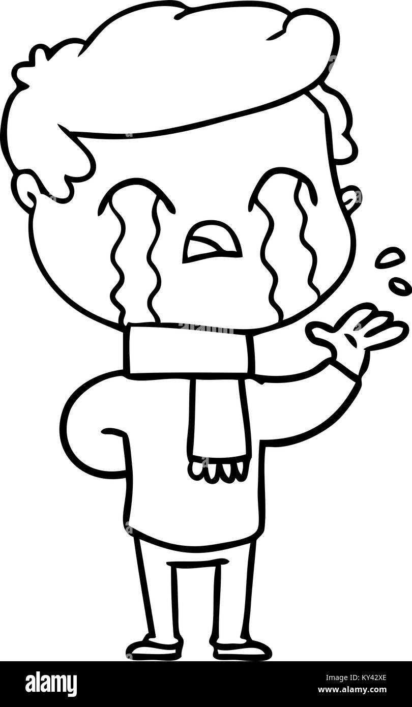 Cartoon Mann weinen tragen winter Schal Stock Vektor