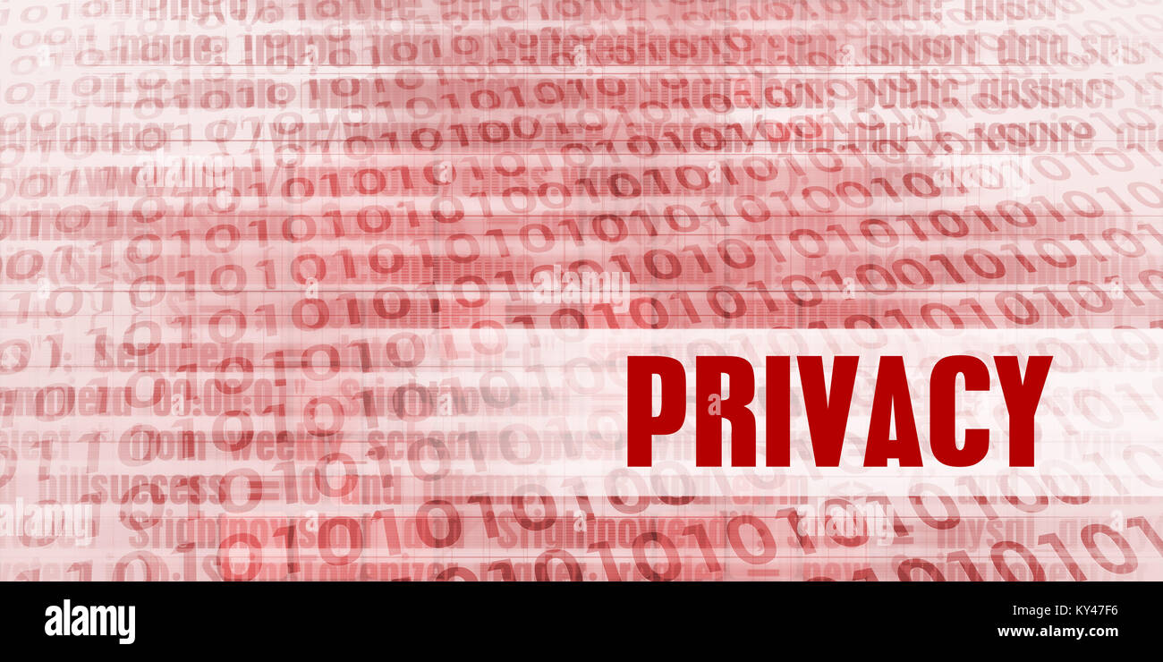 Datenschutz Benachrichtigung auf einem roten Binäre Gefahr Hintergrund Stockfoto