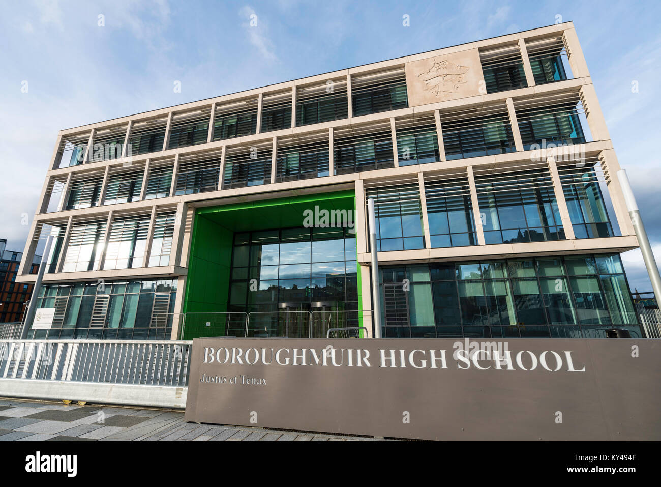 Neue Boroughmuir High School kurz vor der Fertigstellung in Edinburgh, Schottland, Vereinigtes Königreich. Stockfoto