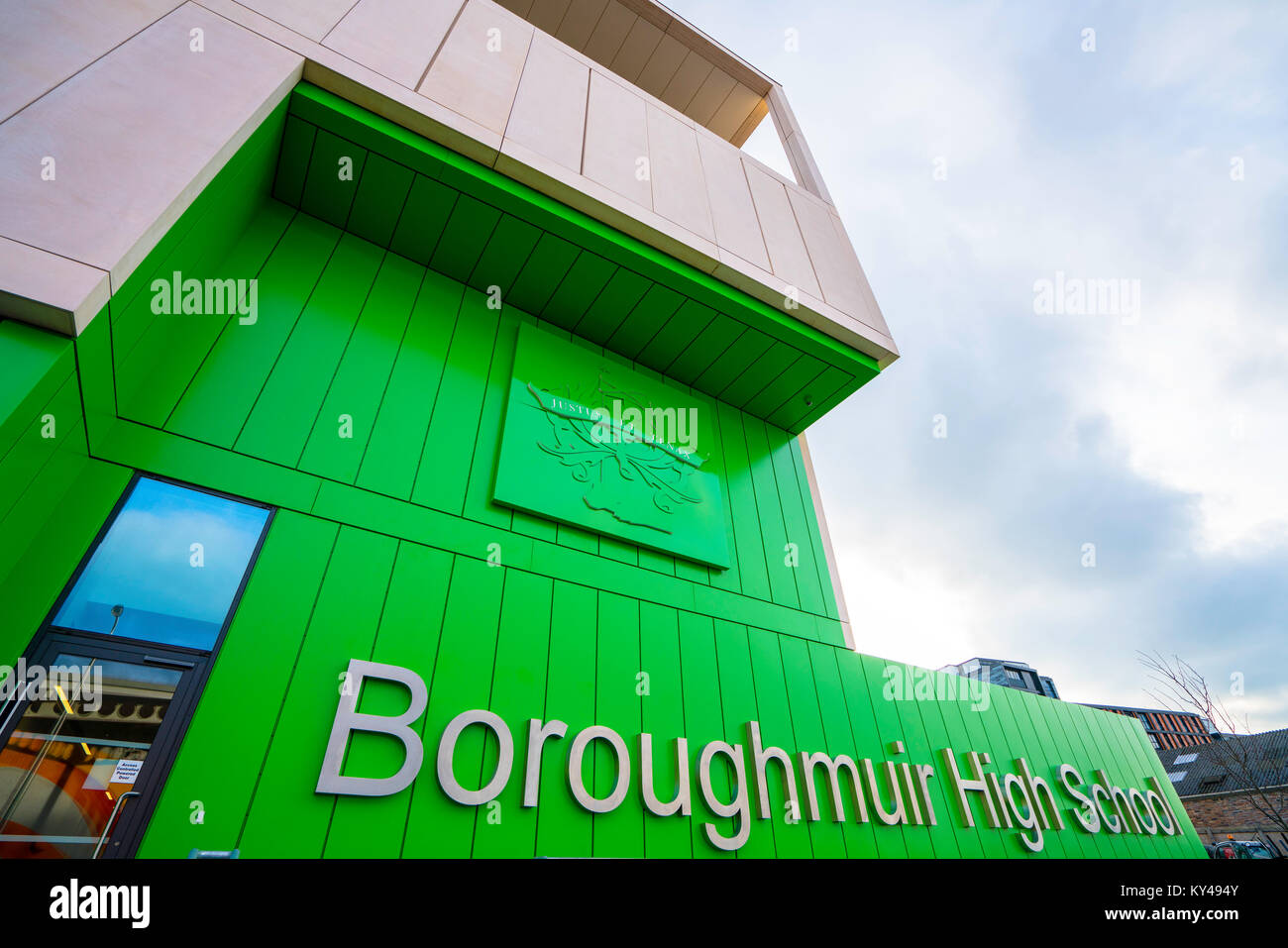 Neue Boroughmuir High School kurz vor der Fertigstellung in Edinburgh, Schottland, Vereinigtes Königreich. Stockfoto