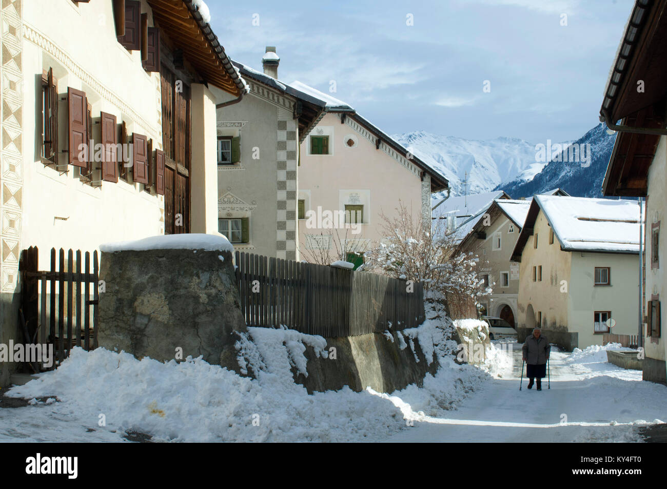 Schweiz, Engadin, Gesendet bei Bad Scuol, Stockfoto