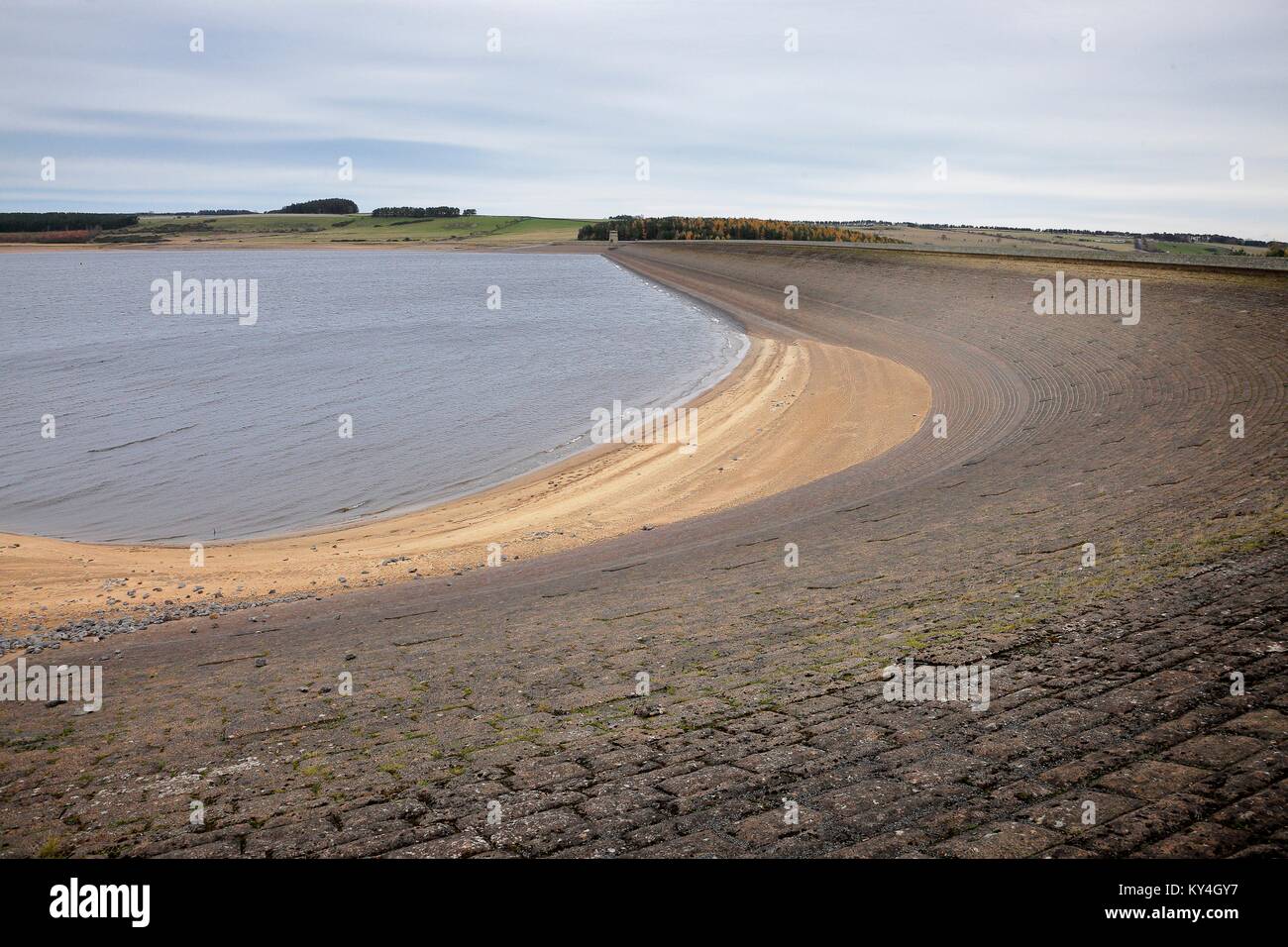 Derwent Behälter Staumauer. Allensford, Northumberland, County Durham, North East England, Vereinigtes Königreich Stockfoto