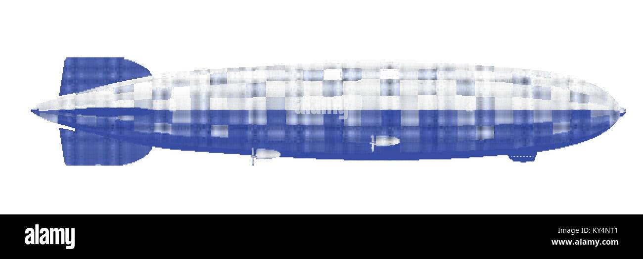 Große 1930er sr Deutsche Wasserstoff gefüllte Luftschiff in blau Halbton über einem weißen Hintergrund Stock Vektor