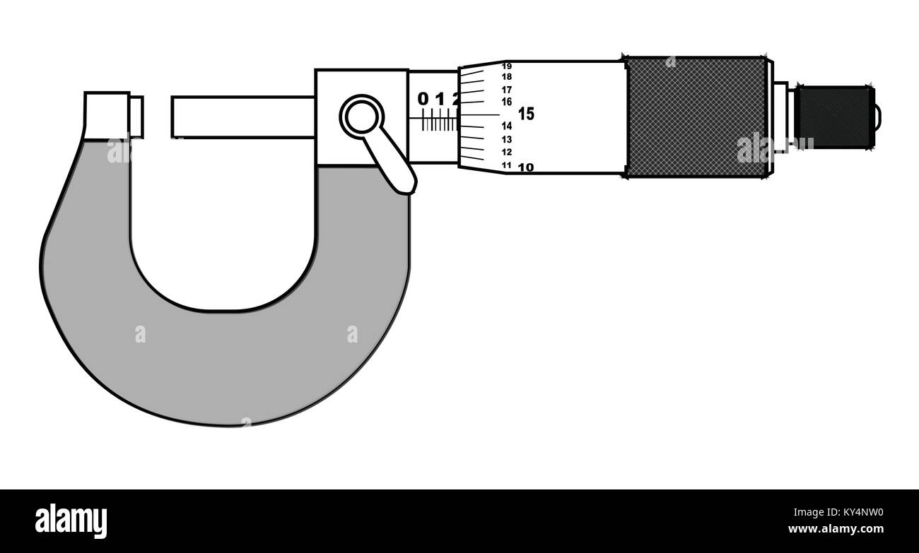 Die technische Messung der Präzision Werkzeug der Mikrometer über einen weißen Hintergrund Stock Vektor