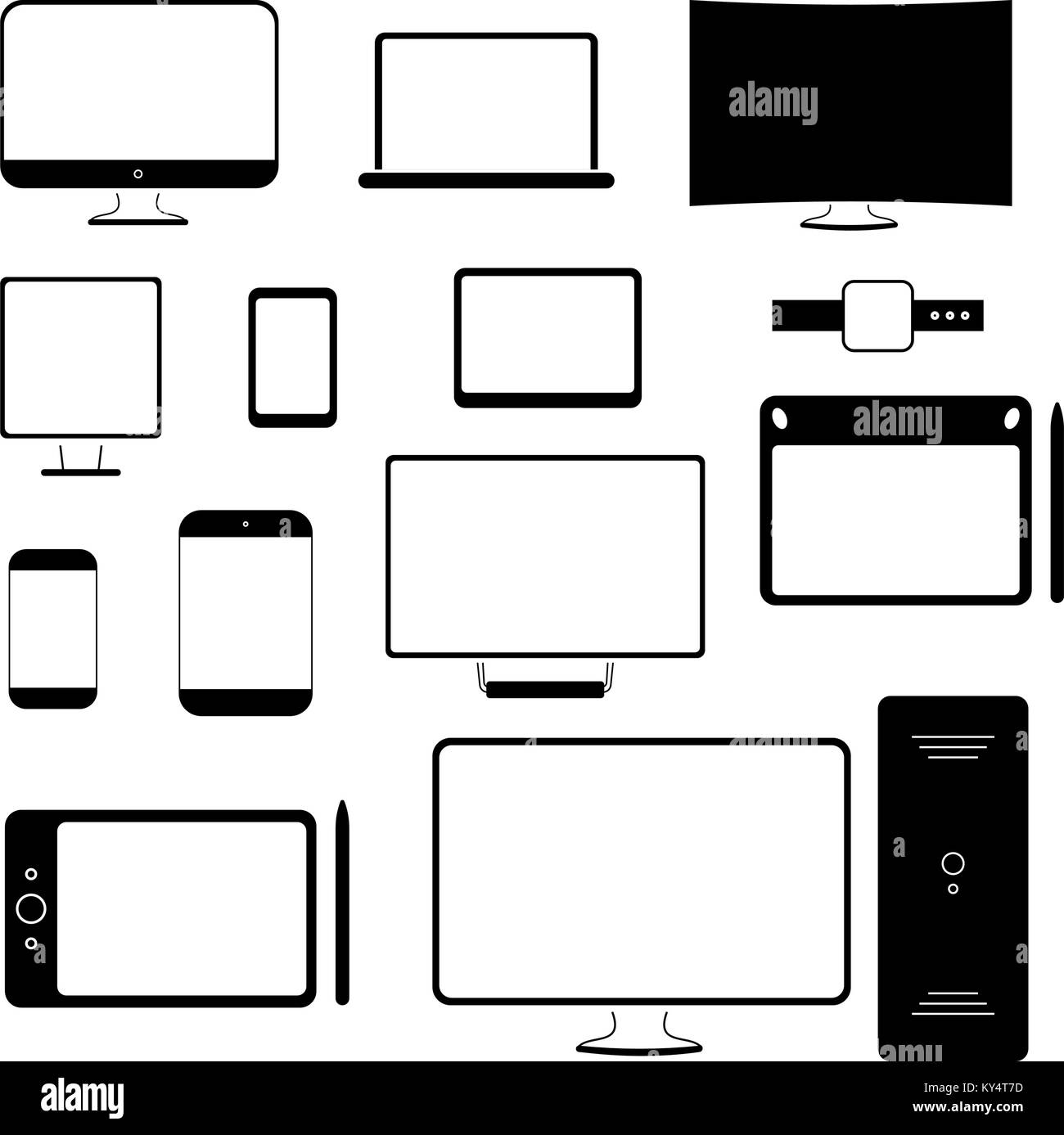 Moderne Geräte. Monitore, Computer und Geräte Stock Vektor