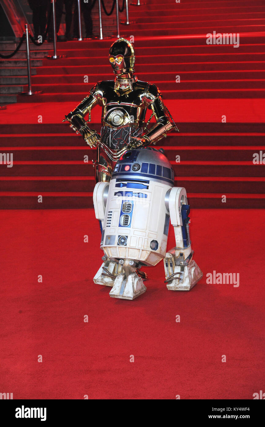 'Star Wars: Der letzte Jedi" Europäische Erstaufführung in der Royal Albert Hall - Ankunft mit: C3 P0, R2D2 Wo: London, Großbritannien Wann: 12 Dec 2017 Credit: WENN.com Stockfoto