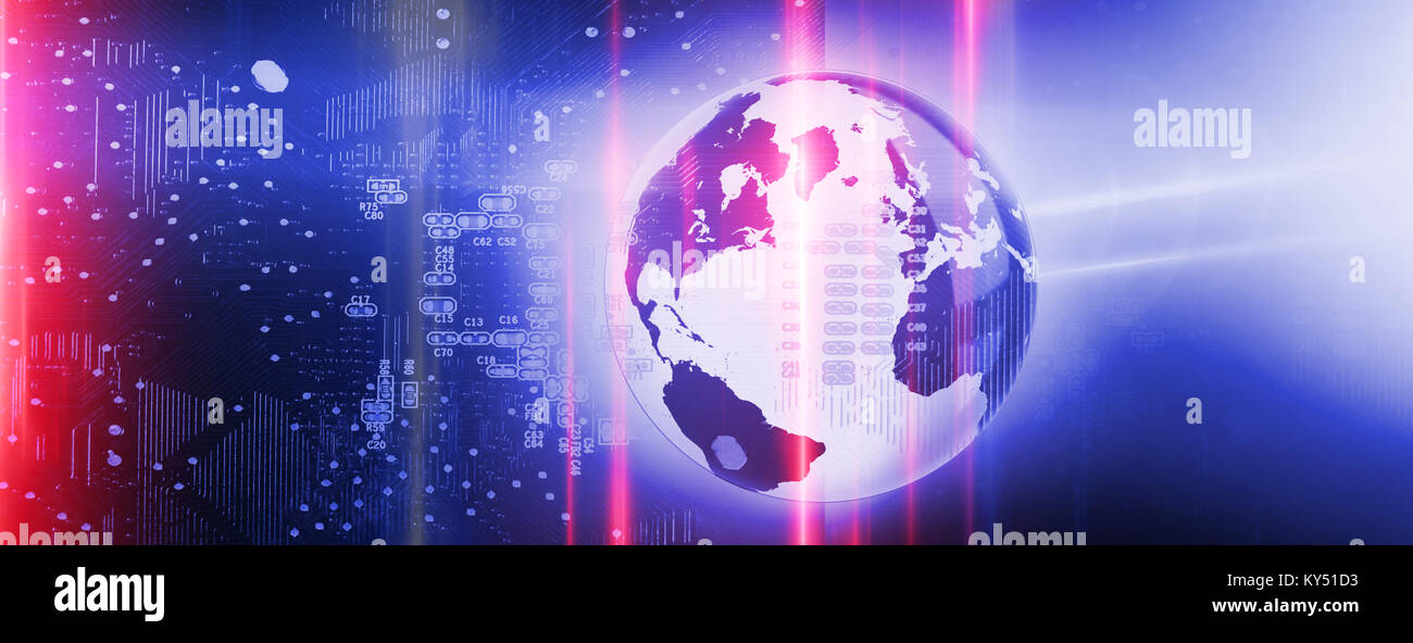 Zusammengesetztes Bild der globalen Technologie-Hintergrund Stockfoto