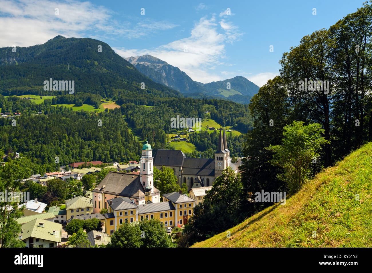 Berchtesgaden Stadt in Deutschen Alpen Stockfoto