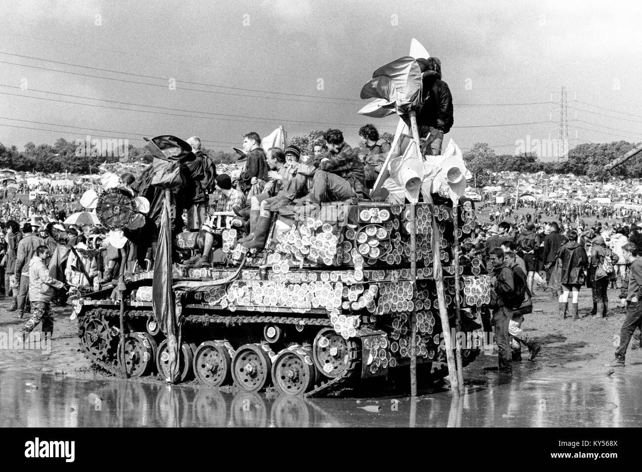 Kraftstofftank am Glastonbury Festival 1998 Stockfoto