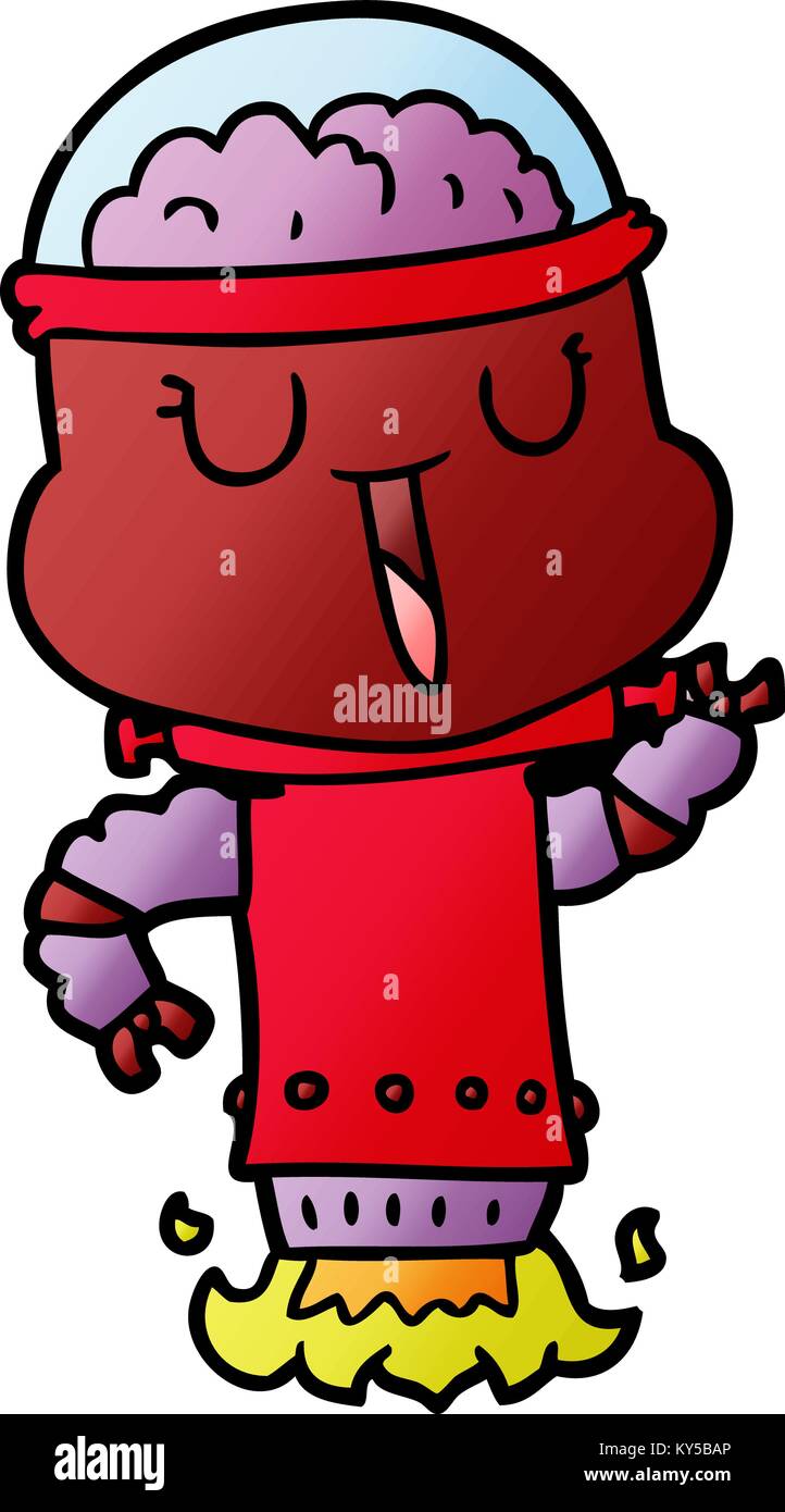 Happy cartoon Roboter fliegen Stock Vektor