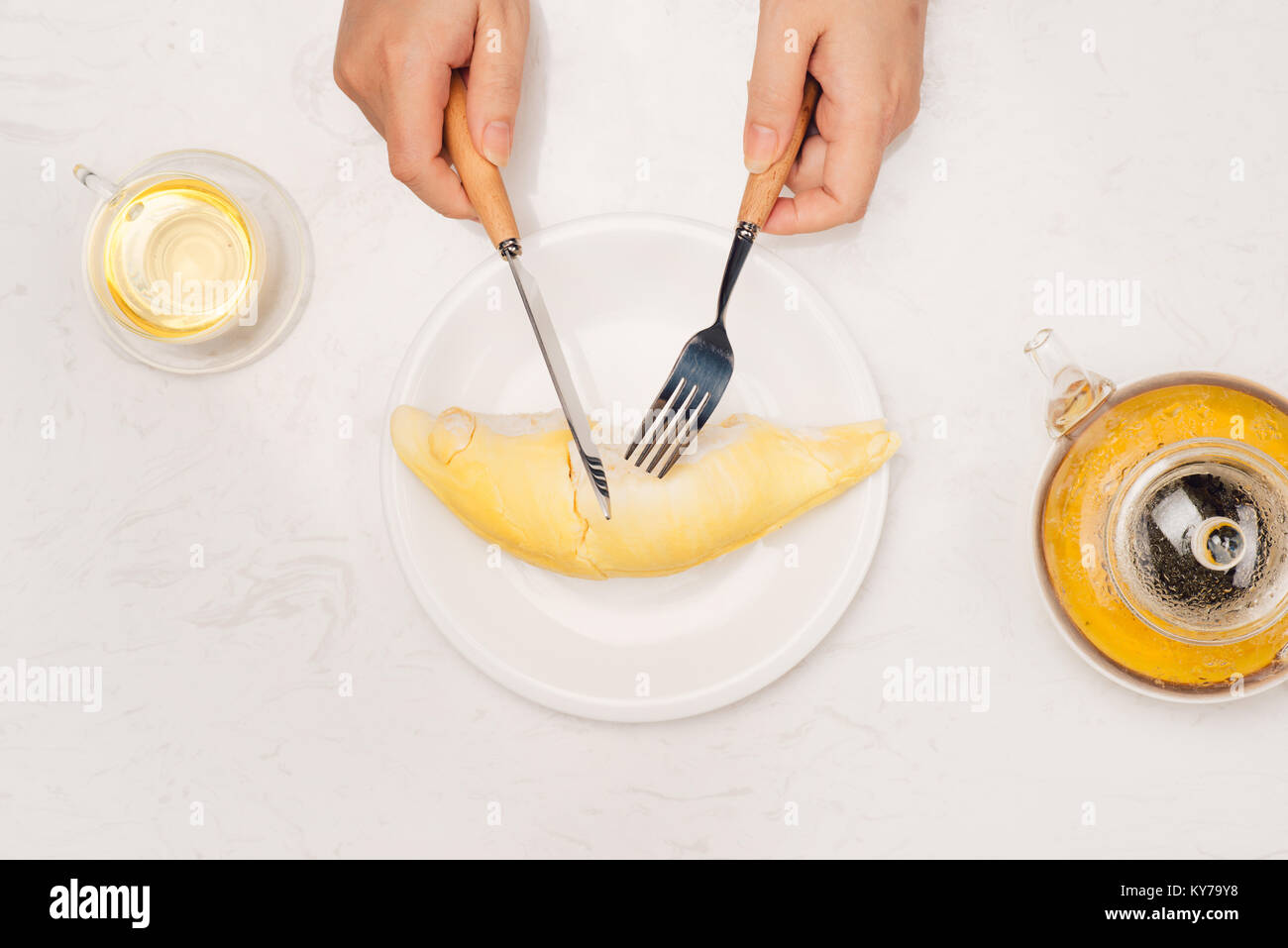 Durian ist Vietnamesisch tropische Früchte so lecker, süß und gut riechen. Stockfoto