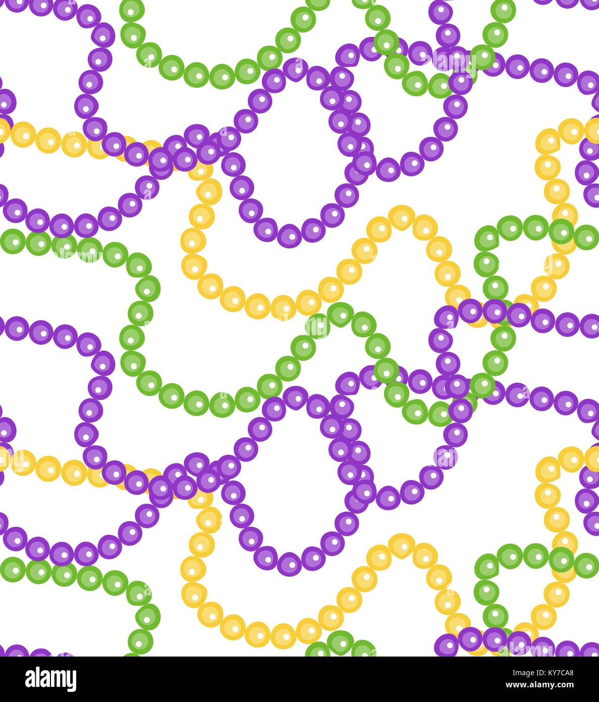 Mardi Gras Perlen nahtlose Muster. Fat Tuesday endlose Hintergrund, eine sich wiederholende Textur. Vector Illustration. Stock Vektor
