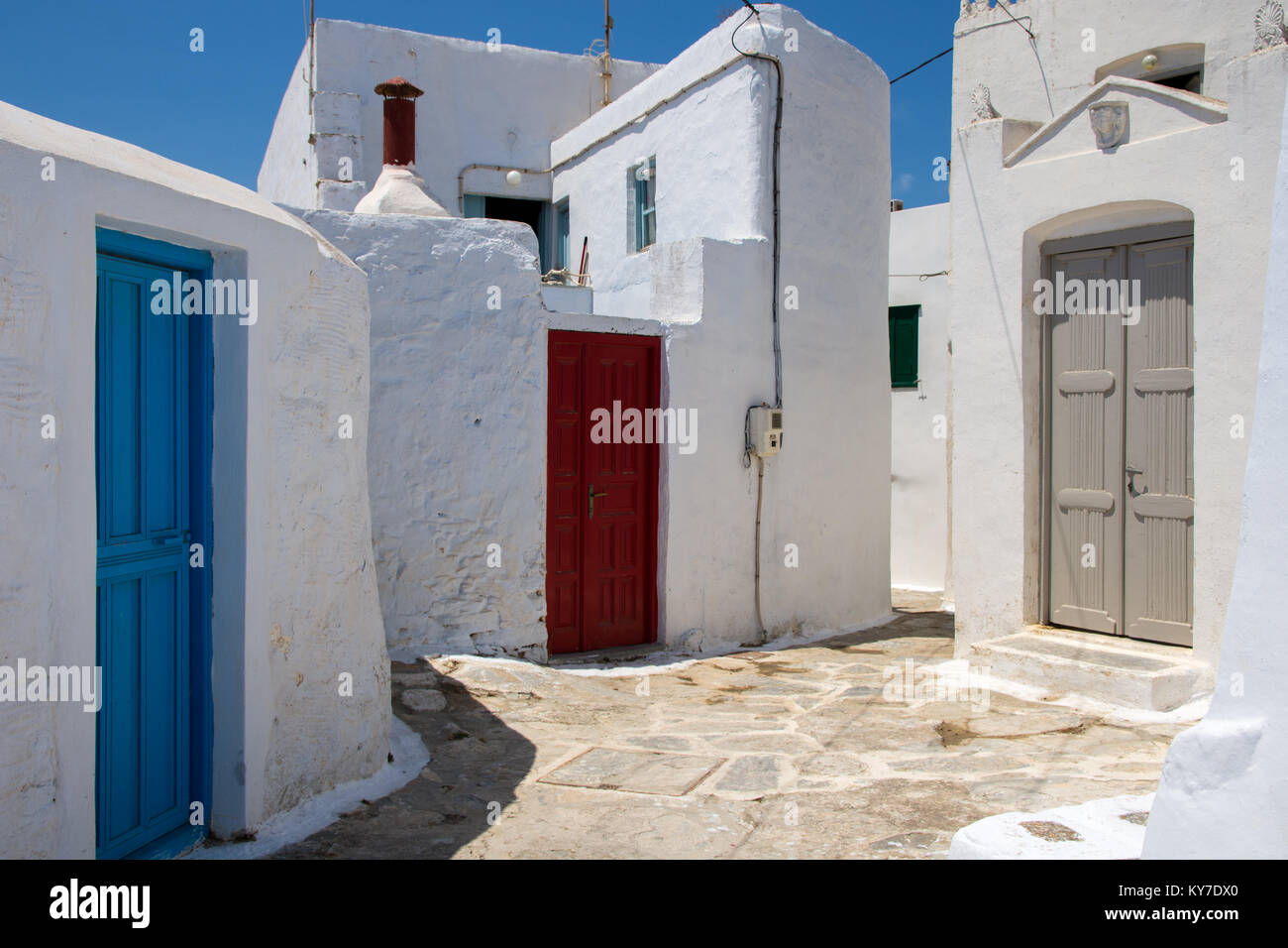 Multi Color Türen in Amorgos Insel Griechenland Stockfoto