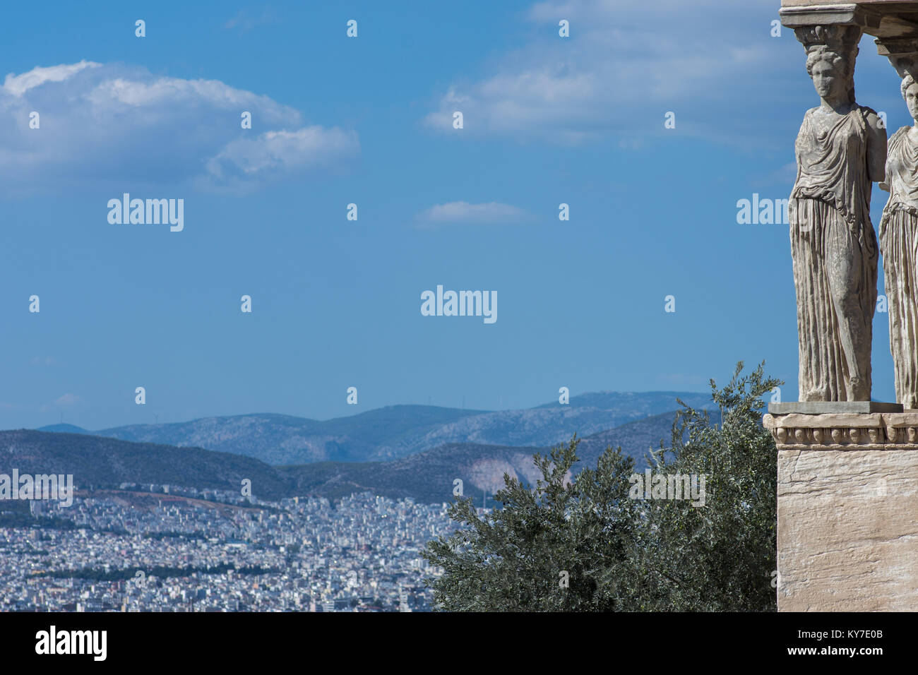 Erechtheion, einer antiken griechischen Tempel auf der Nordseite der Akropolis von Athen in Griechenland, die sowohl zu Athena und Poseidon gewidmet war, Stockfoto