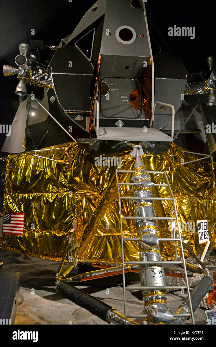 US Lunar Lander Space Craft Replik im Science Museum, London, Großbritannien Stockfoto