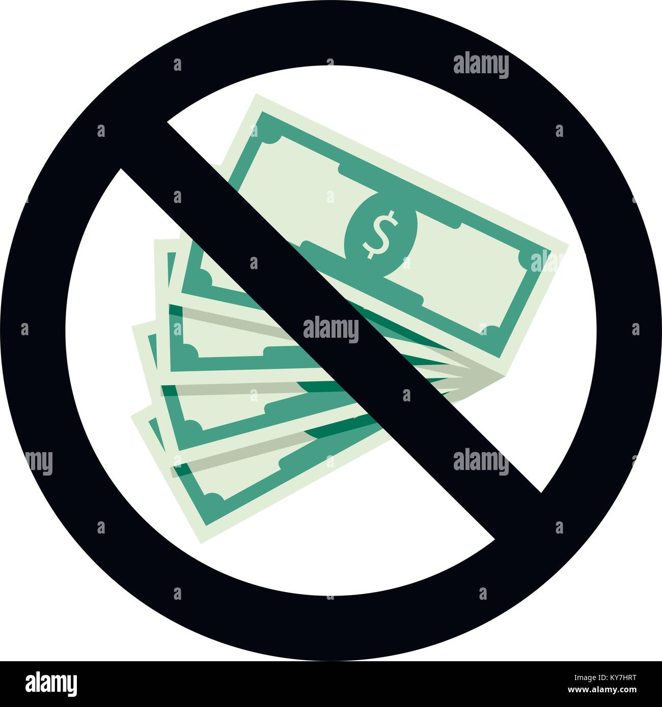 Keine Bestechung Symbol. Illegale banknote Bestechung, korrupt und Bargeld Euro-Banknoten verbieten. Vector Illustration Stock Vektor