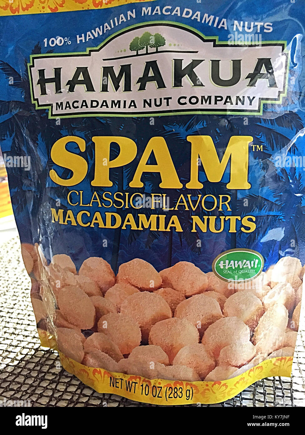 Hamakua Spam aromatisiert Macadamia Nüsse, USA Stockfoto
