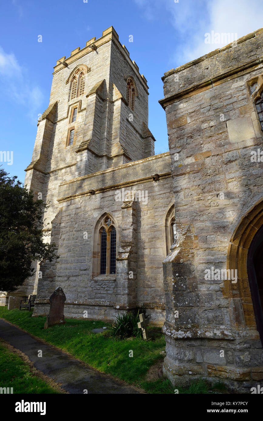 St Peter & Allerheiligen Kirche, West Huntspill, Somerset Levels Stockfoto