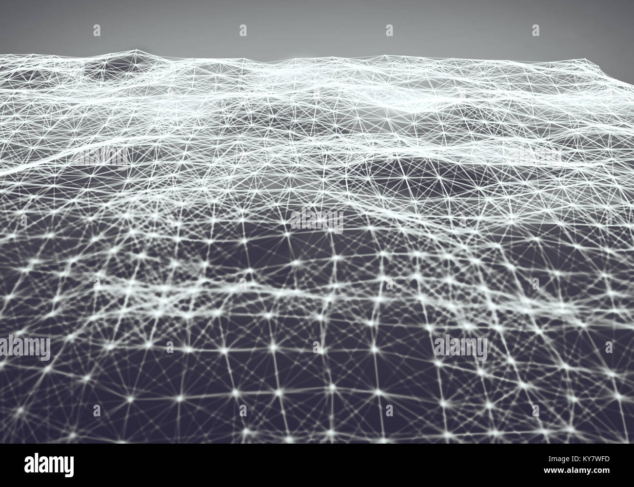 Abstrakte polygonalen Light space Low Poly Hintergrund. Anschluss von Punkten und Linien in Dreiecke Struktur. Abbildung für Branding, Wissenschaft, Tapeten, g Stockfoto
