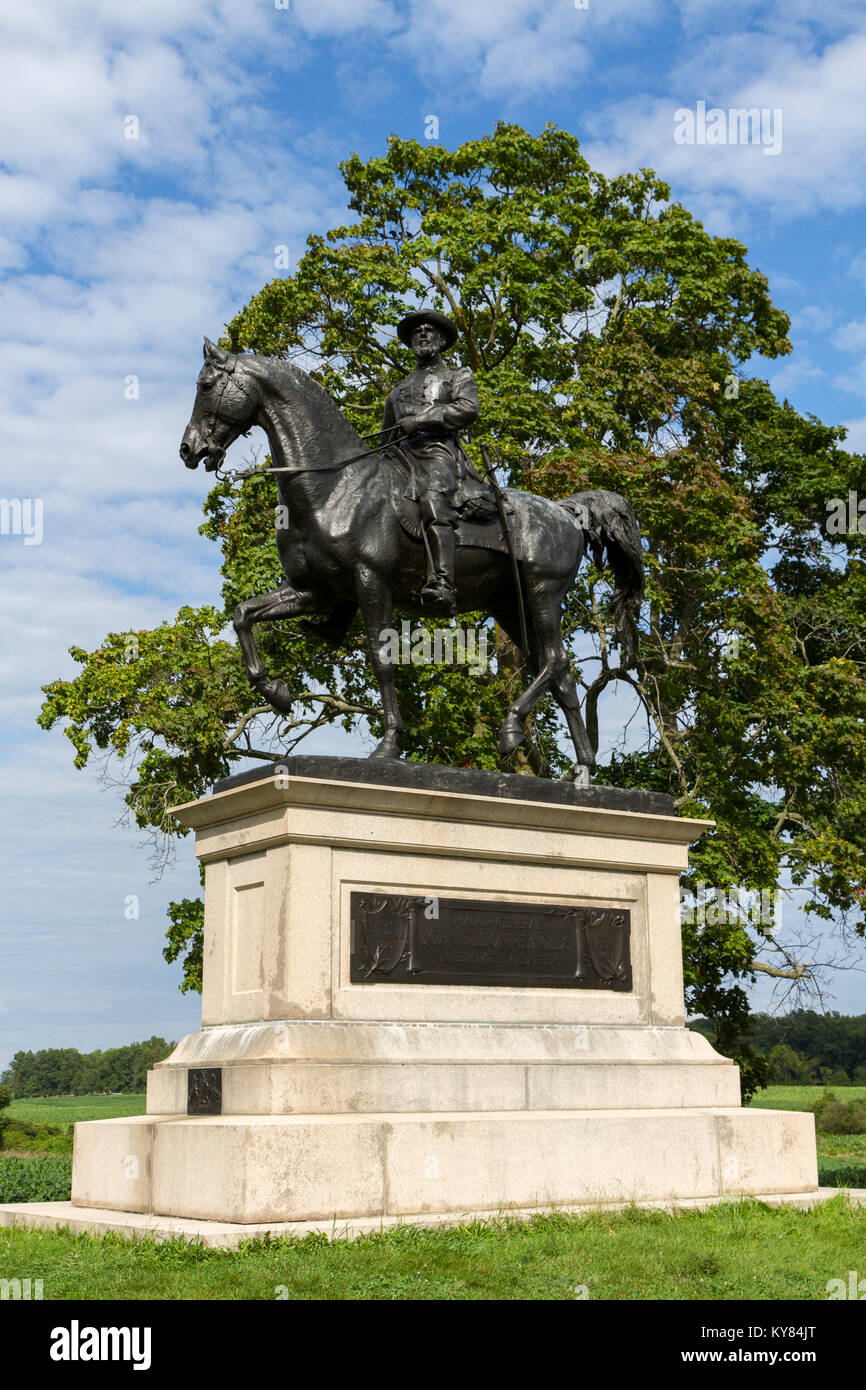 Die Reiterstatue Generalmajor John F. Reynolds, Gettysburg National Military Park, Pennsylvania, United States. Stockfoto