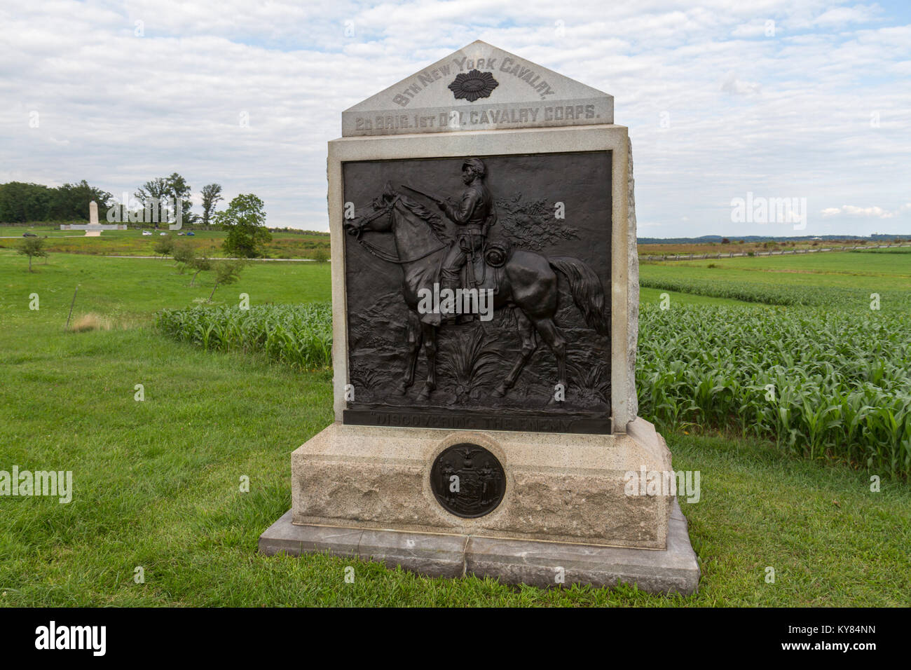 Der 9 New York Volunteer Kavallerie Memorial, Gettysburg National Military Park, Pennsylvania, United States. Stockfoto
