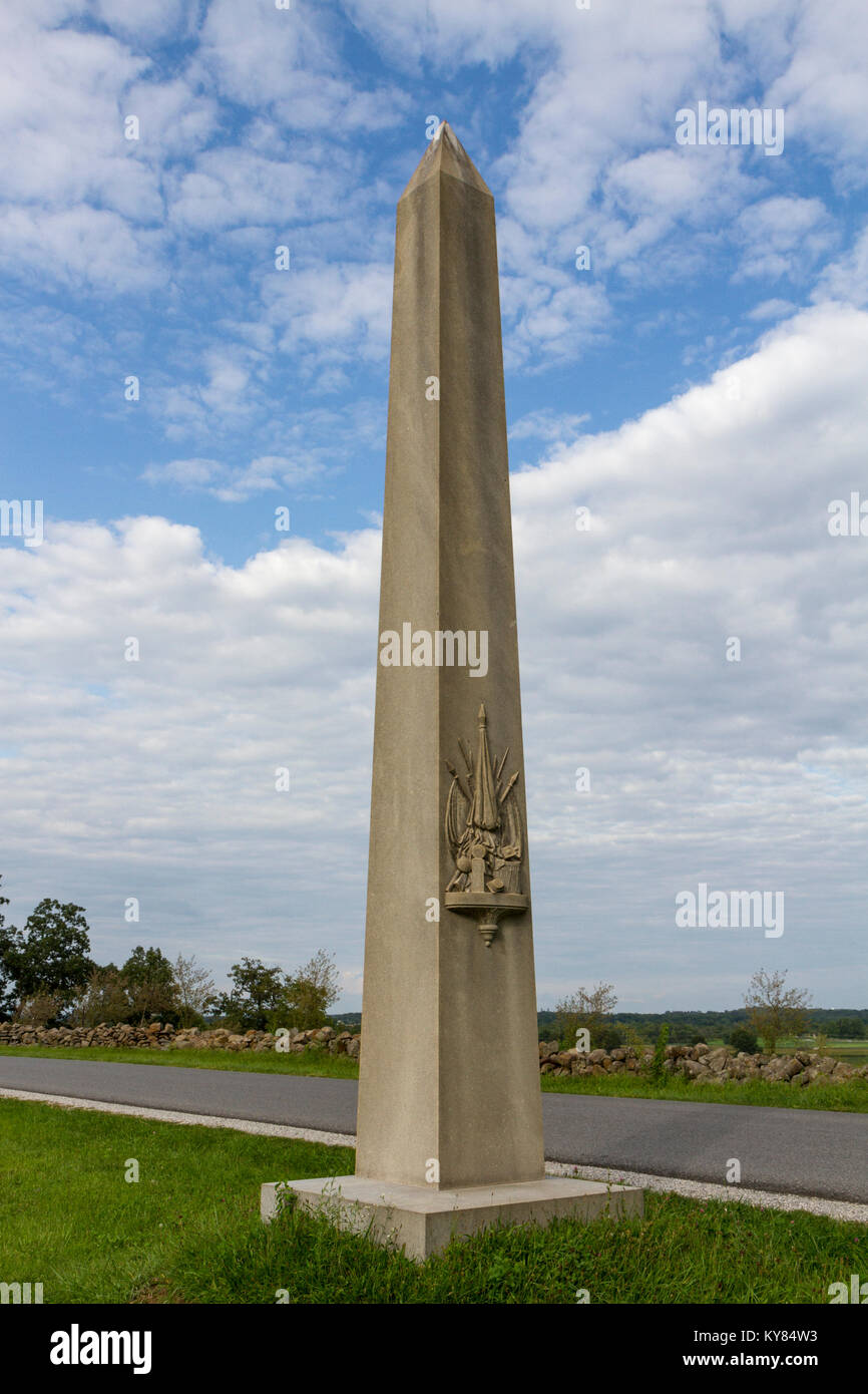 16 Maine Infanterie Memorial, Gettysburg National Military Park, Pennsylvania, United States. Stockfoto
