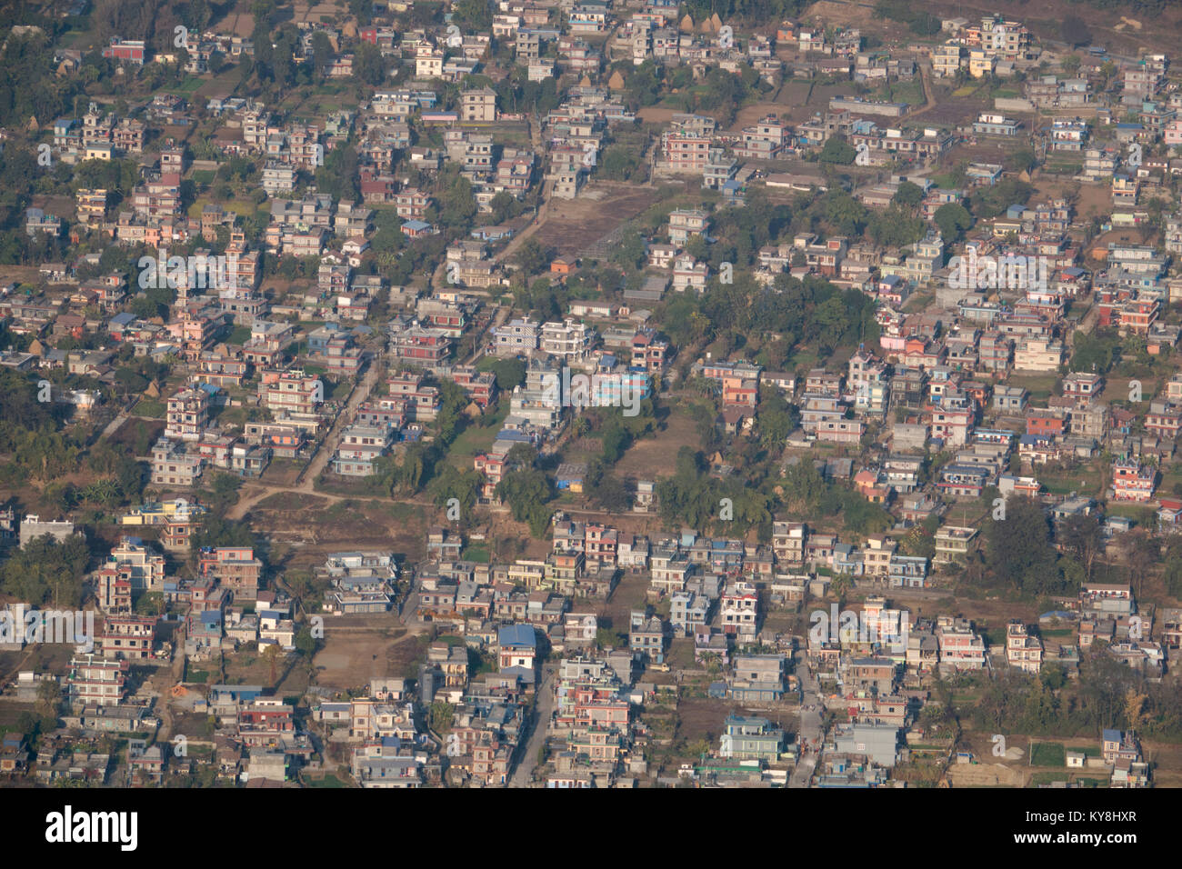 Ansicht der Vorstädte in den Seti Gandaki Schlucht in Pokhara, Nepal Stockfoto