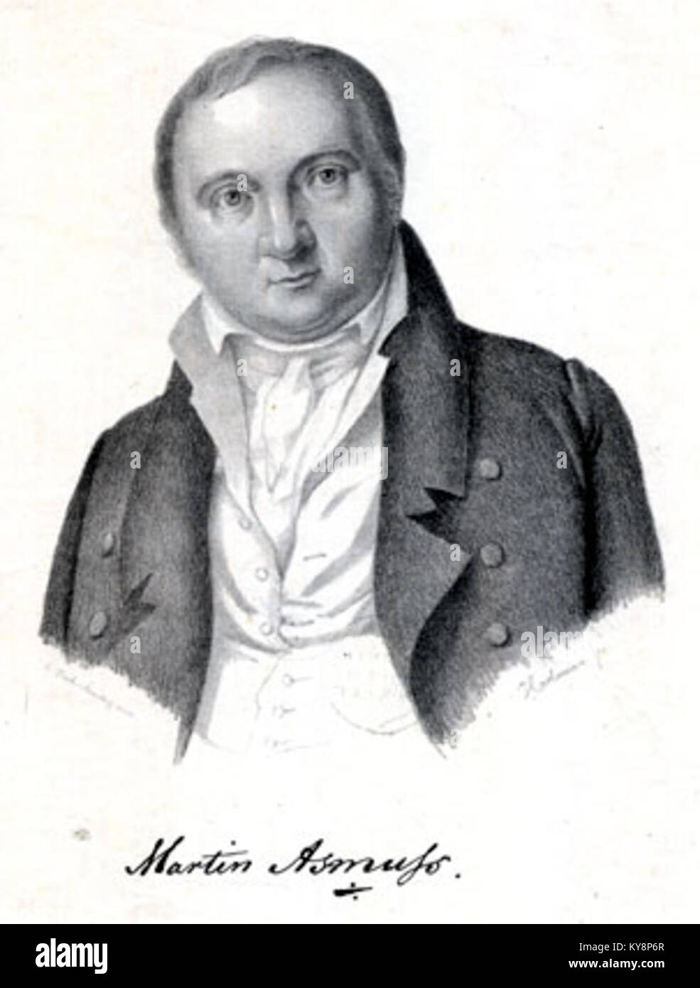 Ein von Alexander Freiherr von ungern-Sternberg gemaltes und von Hermann Eduard Hartmann eingraviertes Kunstwerk mit Martin Asmuss, das Porträts aus dem 19. Jahrhundert darstellt. Stockfoto