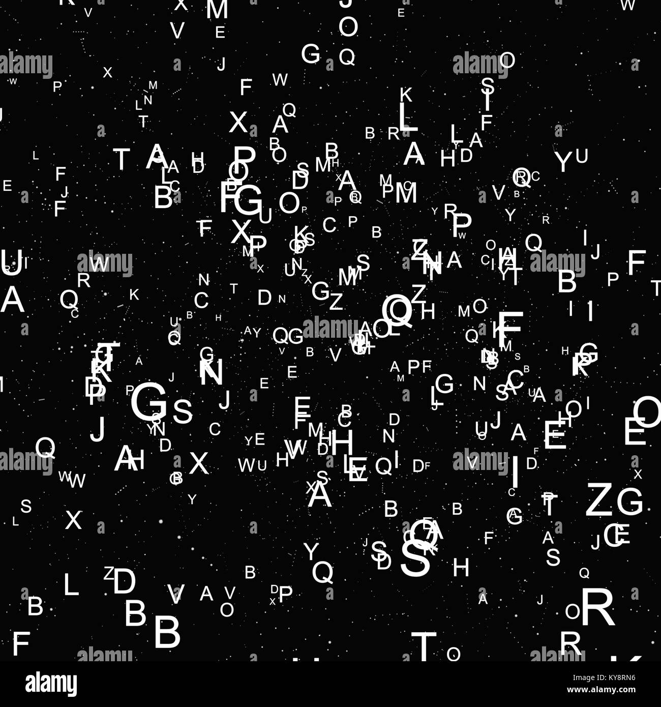 Abstrakte weiße Schrift auf schwarzem Hintergrund Stockfoto