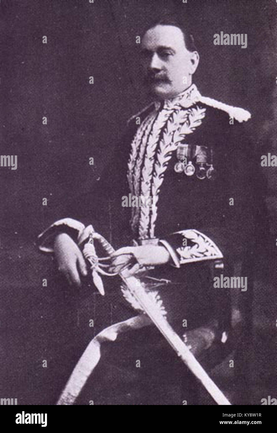 Porträt von Sir Melville Leslie Macnaghten, britischer Polizeibeamter und Assistant Commissioner der Metropolitan Police, anerkannt für seine Beiträge zu großen kriminellen Ermittlungen im späten 19. Und frühen 20. Jahrhundert. Stockfoto