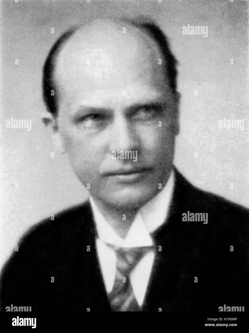 Porträt des schwedischen Politikers und ehemaligen Premierministers Rickard Sandler, der seine politische Karriere und seine Beiträge zur schwedischen Regierungsführung hervorhebt. Stockfoto