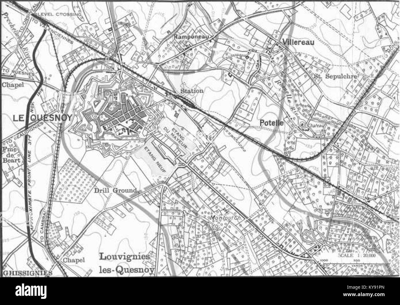 Plan des Angriffs, Le Quesnoy 1918 Stockfoto