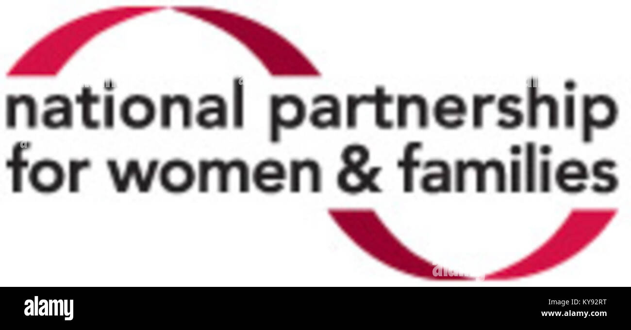 Logo der National Partnership for Women & Families, einer US-amerikanischen Interessenvertretungsgruppe zur Förderung der Gleichstellung von Frauen und Männern, der Unterstützung von Familien, der Fairness am Arbeitsplatz und der Reform der Sozialpolitik. Stockfoto