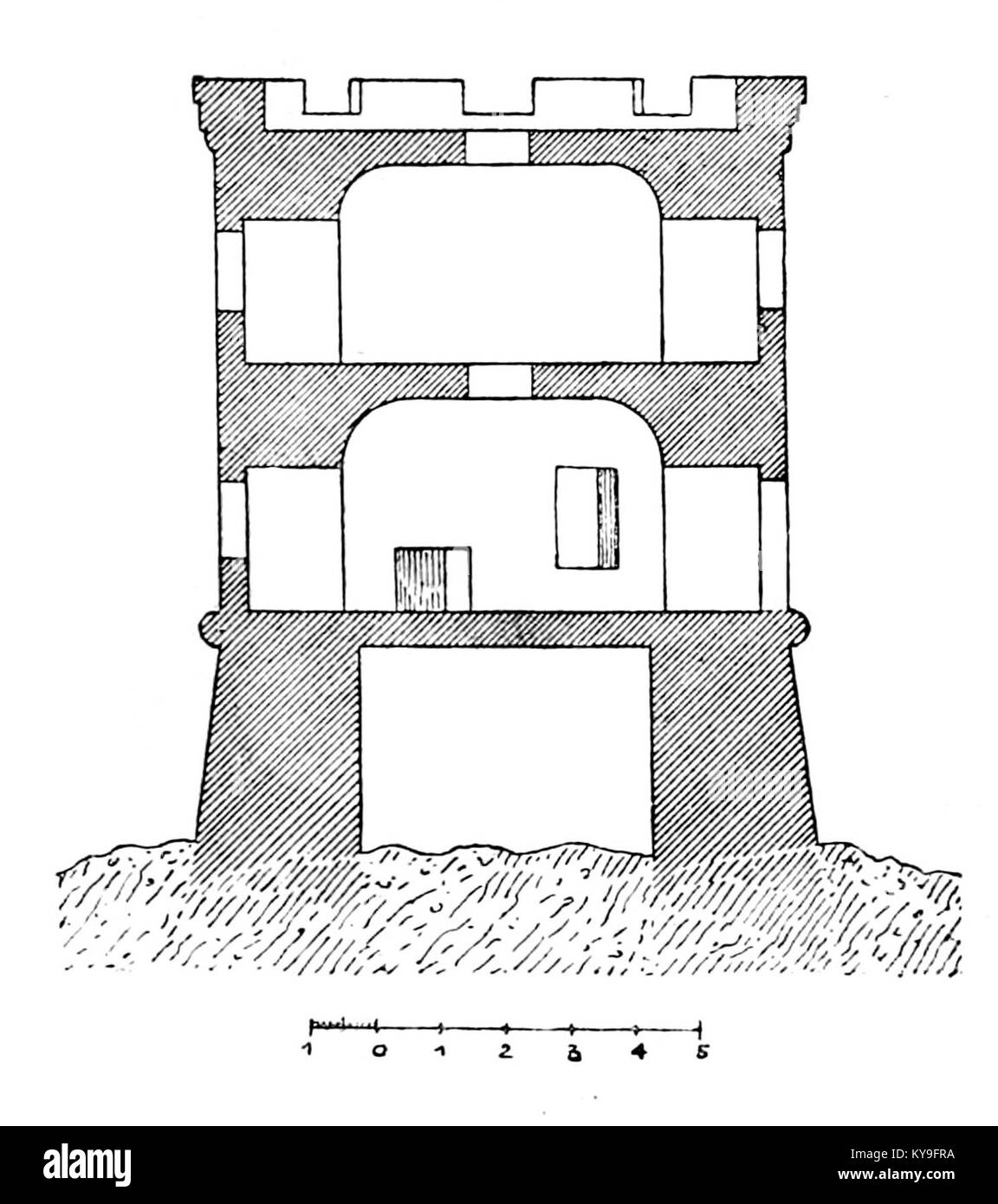 Tour de la Parata in Frankreich, ein historischer Turm, der architektonische Merkmale und seine Rolle als kulturelles und historisches Wahrzeichen zeigt. Stockfoto