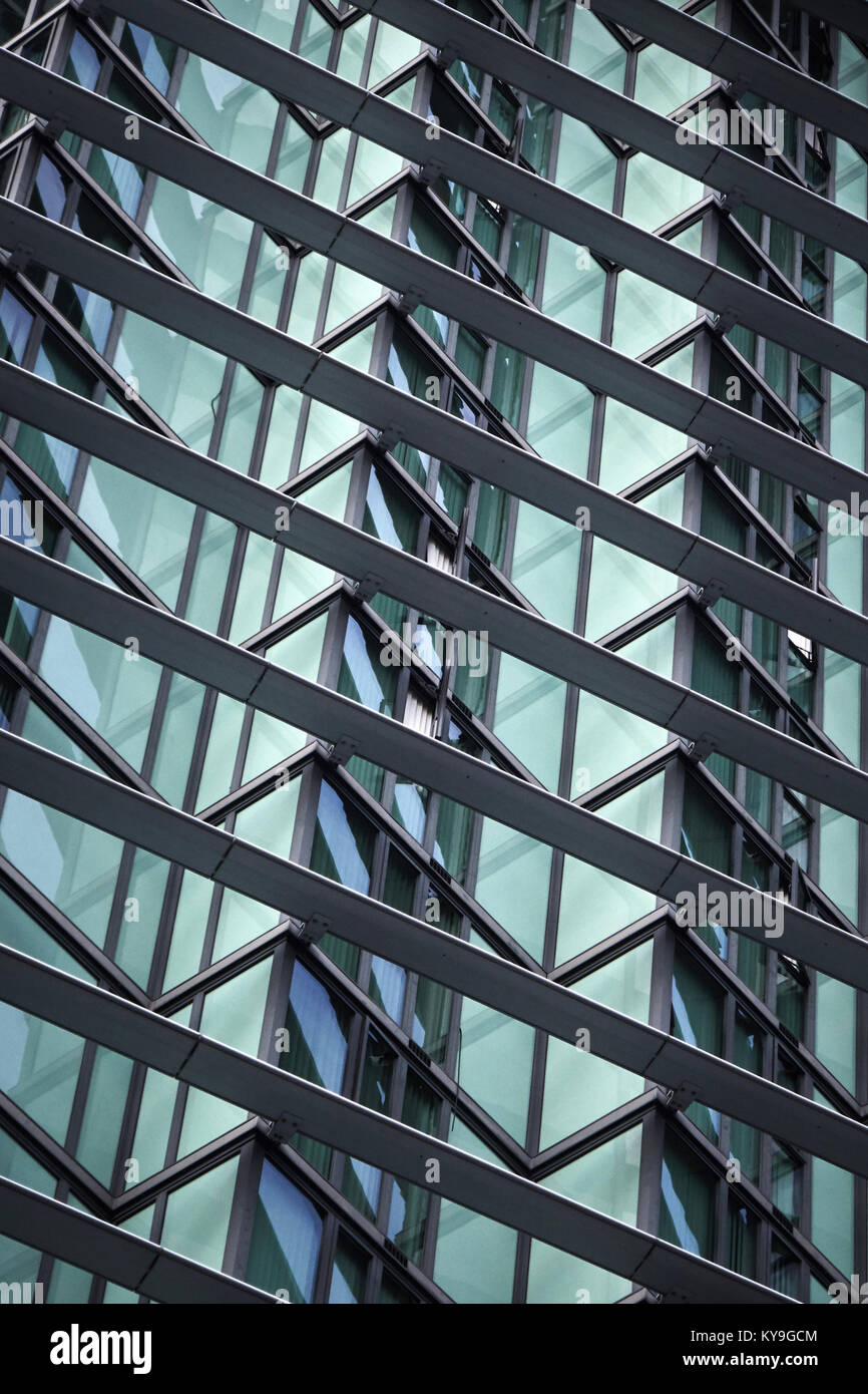 Abstrakte Bilder von Glaswänden und Reflexionen Stockfoto