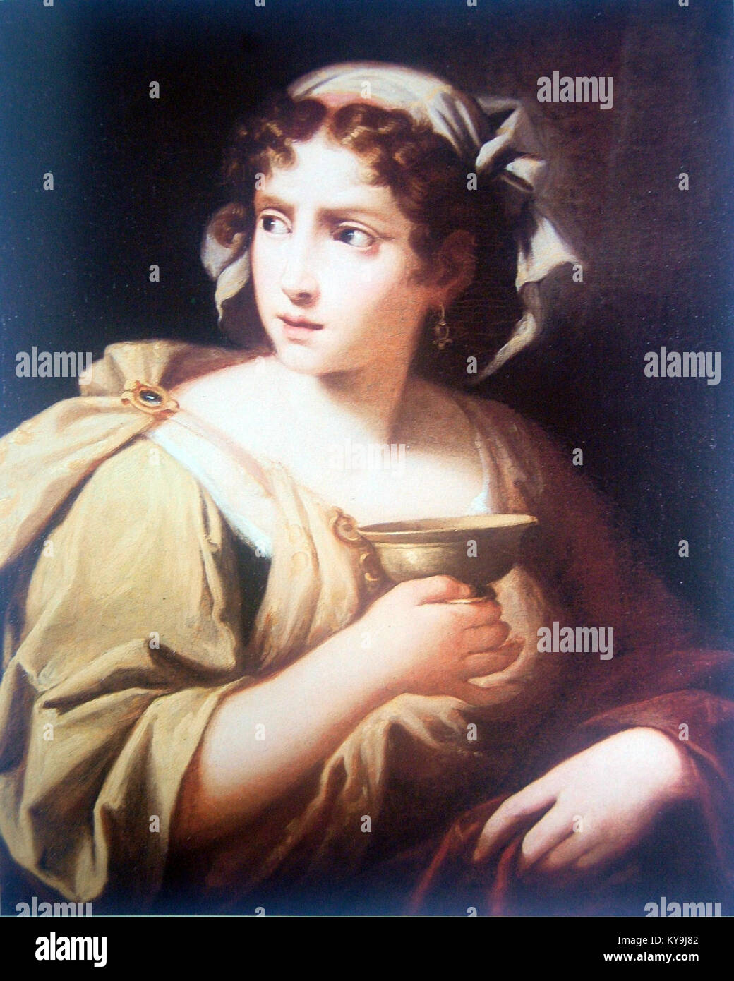 Dieses Bild zeigt ein Gemälde von Sofonisba Anguissola, einem italienischen Renaissance-Künstler. Das Kunstwerk, das Teil einer privaten Sammlung ist, zeigt ihre Porträtkunst, insbesondere in der Erfassung des menschlichen Ausdrucks und der Details. Stockfoto