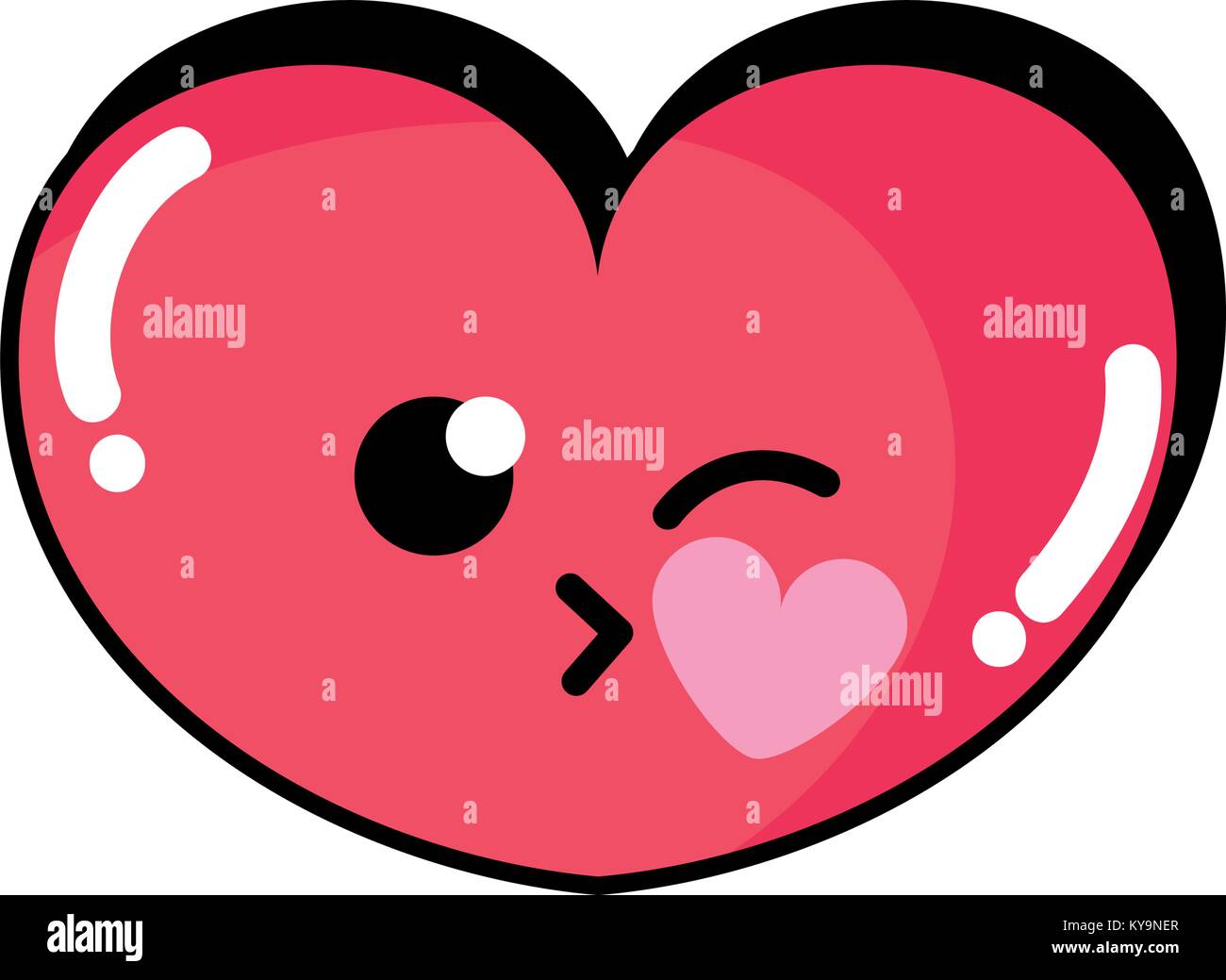 Süße Herzen mit kiss kawaii Cartoon Stock-Vektorgrafik - Alamy