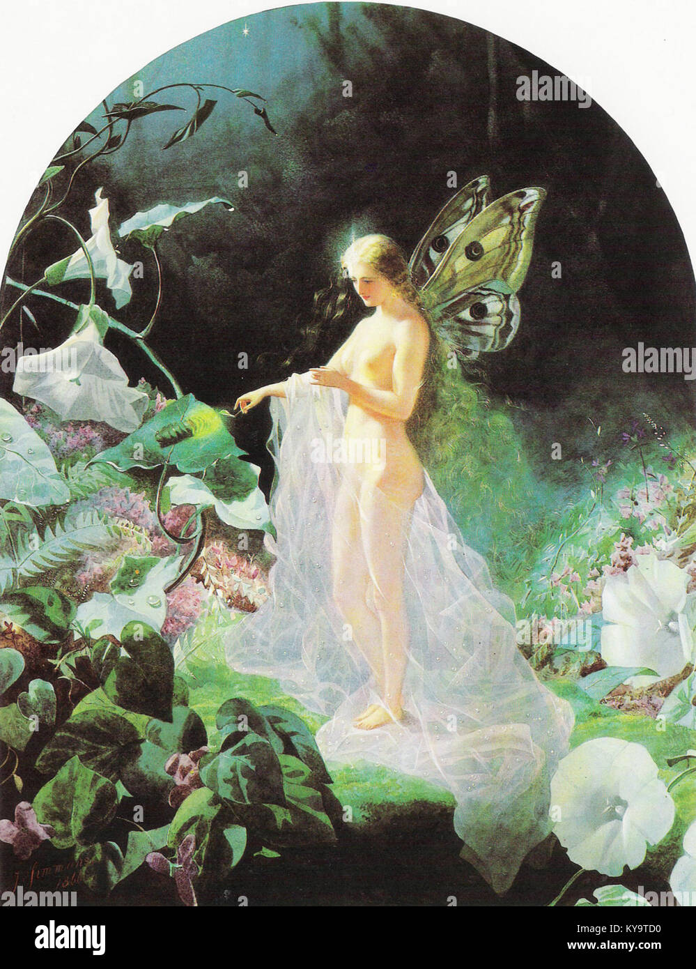 Das Gemälde „Titania“ von John Simmons (1823–1876) zeigt die Feenkönigin aus Shakespeares „Sommernachtstraum“ und beleuchtet viktorianische Kunst und literarische Inspiration aus dem 19. Jahrhundert. Stockfoto